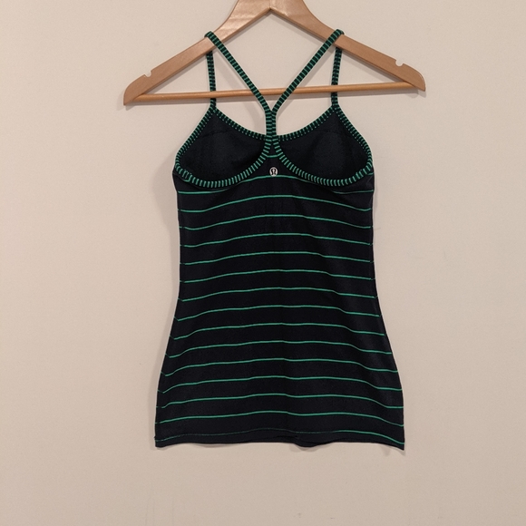 Lululemon Power Y Tank Luon Light Slalom Stripe Inkwell/Hyper Stripe Green 4 - Picture 14 of 16
